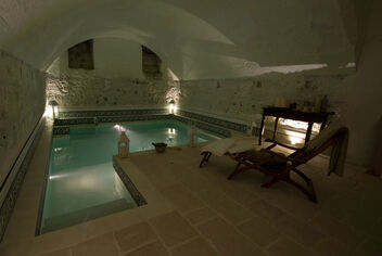 Underground heated pool.